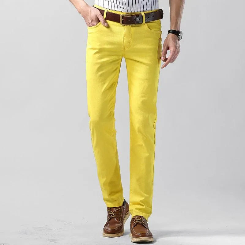 Luchtige gekleurde heren zomerbroek, ideaal voor warme dagen en lente outfits. Stijlvol en ademend.