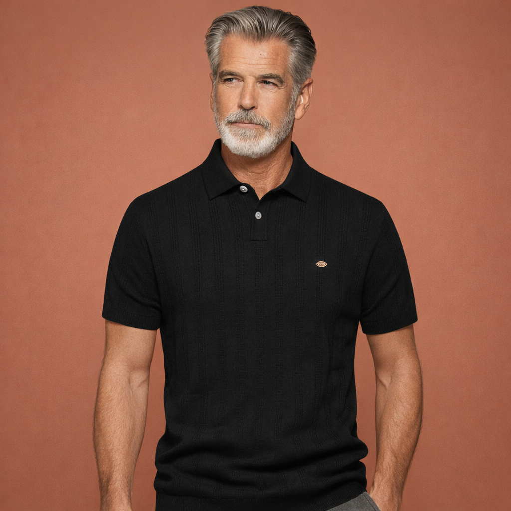 Stijlvolle heren polo van ademende merinowol met fijne knit. Ideaal voor een comfortabele smart-casual look.
