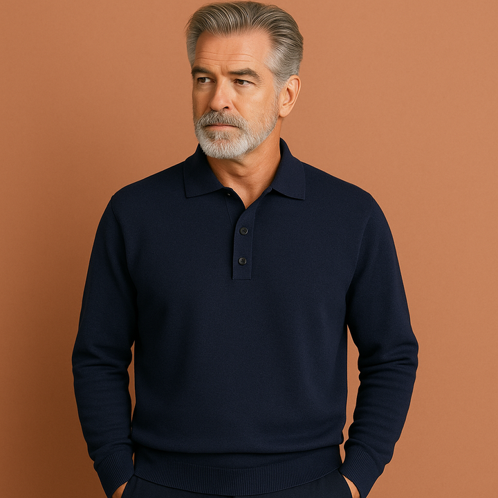 Heren polosweater met lange mouwen, perfect voor casual comfort en een stijlvolle, moderne look.