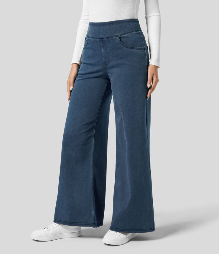 "Stijlvolle hoge taille elastische broek voor dames, flatteuze pasvorm, veelzijdig en comfortabel voor elke gelegenheid."