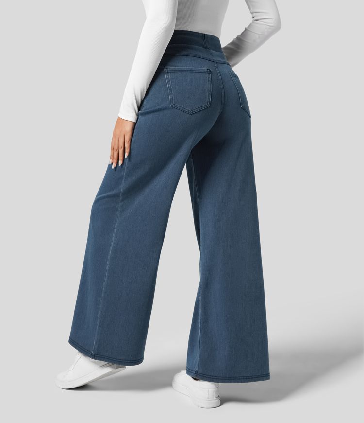 "Stijlvolle hoge taille elastische broek voor dames, flatteuze pasvorm, veelzijdig en comfortabel voor elke gelegenheid."