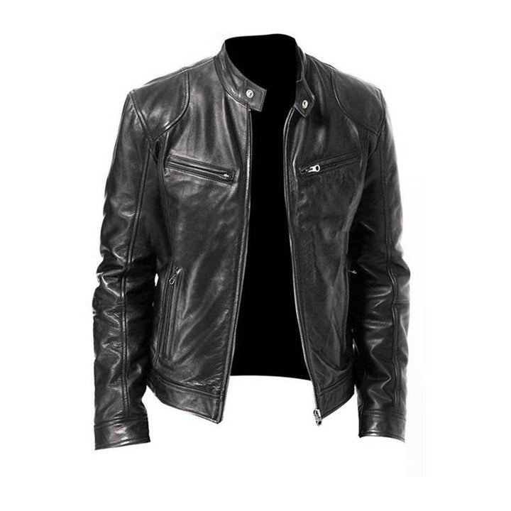 MIKEL heren leren zomerjas met biker design