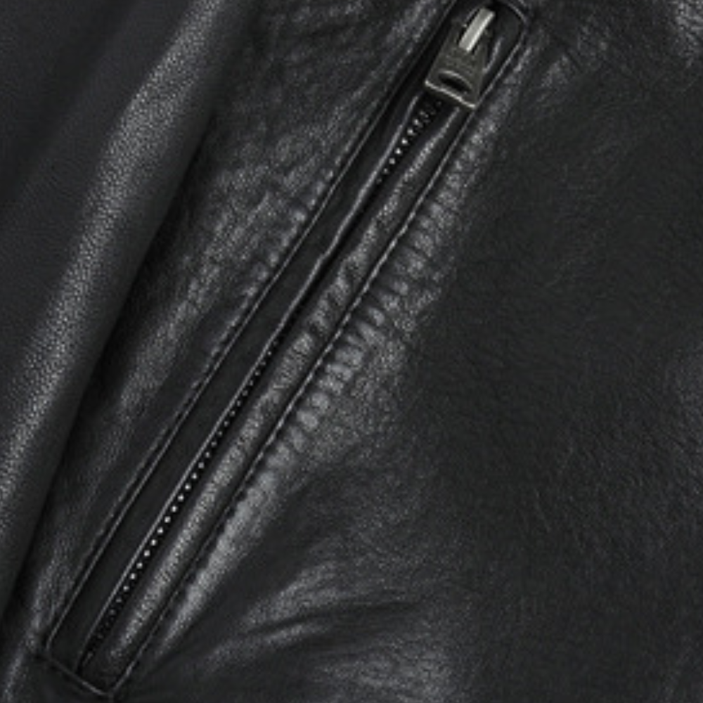 Close-up van de biker details op de MIKEL heren jas