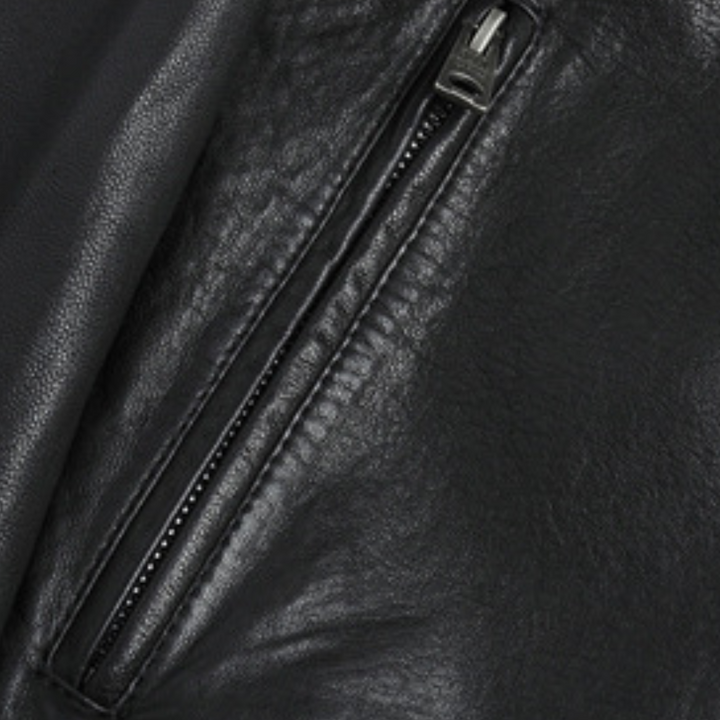 Close-up van de biker details op de MIKEL heren jas