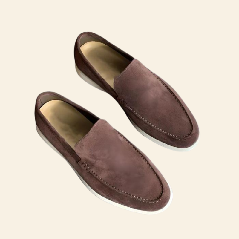 "Stijlvolle suède loafers dames, slip-on design, luxe en comfortabel met flexibele rubberen zool, ideaal voor elke dag."