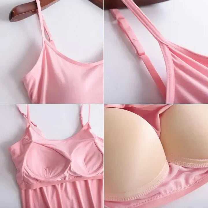 "Stijlvolle top met ingebouwde BH, verstelbare bandjes, in diverse kleuren voor comfortabele en veelzijdige outfits."