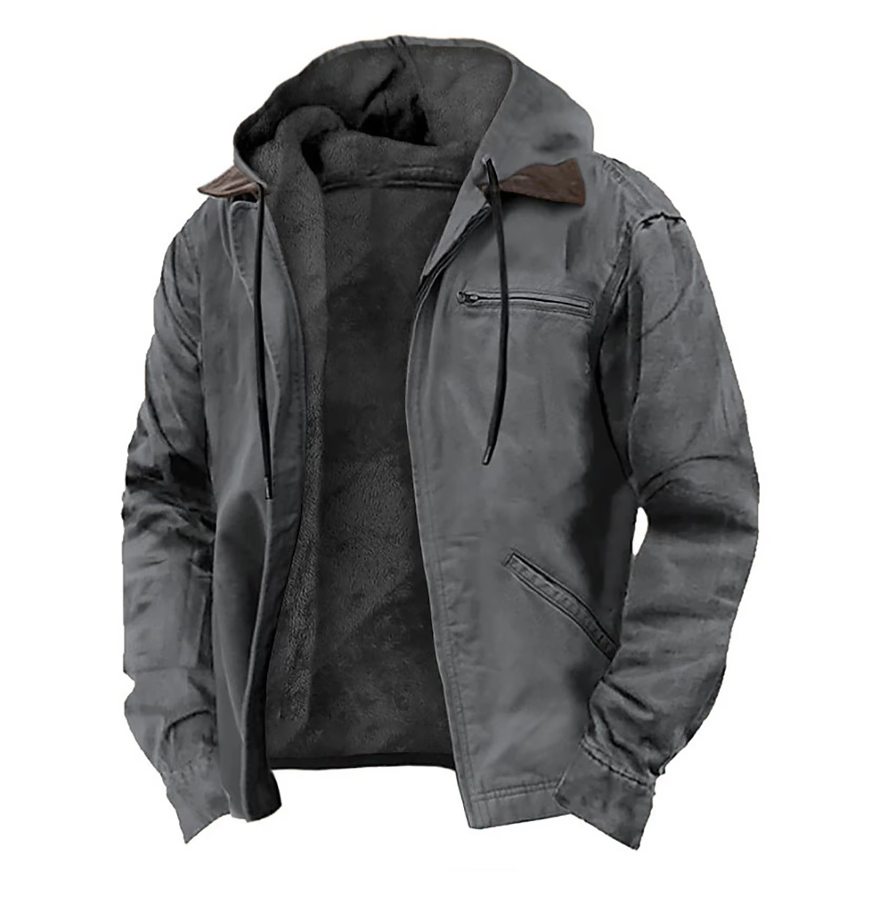 "Stijlvolle Tristan herfstjas heren in bruin met capuchon, katoenmix, koordsluiting en praktische zakken, ideaal voor herfst.