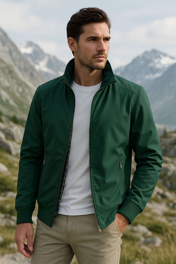 Stijlvolle winddichte zomerjas voor heren, slanke pasvorm, luxe voering, geschikt voor kantoor en casual gelegenheden.