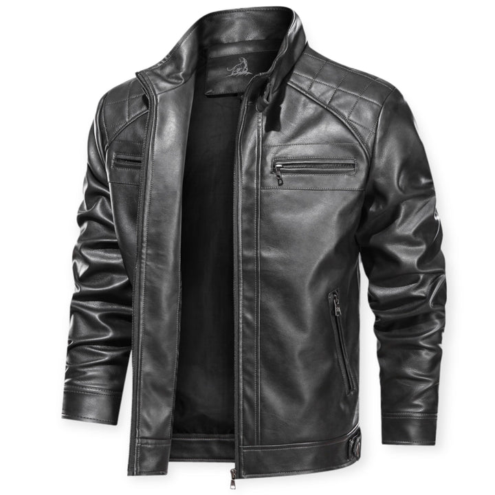 "Stoer leren jack met meerdere zakken, zwart of bruin, voor dames. Perfect voor elke gelegenheid, met robuust design."