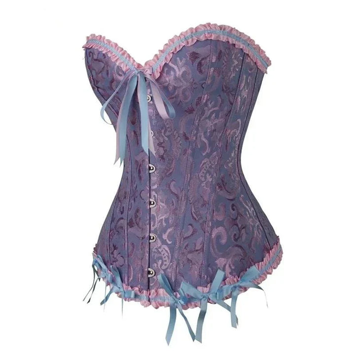 Strapless zwart kanten dameskorset met bloemenpatroon en verstelbare sluiting; elegant design, ideaal voor diverse gelegenhed