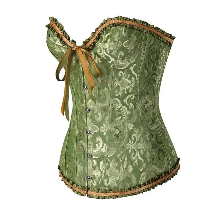 Strapless zwart kanten dameskorset met bloemenpatroon en verstelbare sluiting; elegant design, ideaal voor diverse gelegenhed