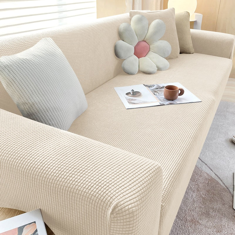 "StretchGuard rekbare bankhoes, elastisch, stijlvolle bescherming, antislip, perfecte pasvorm, modern interieurdesign"