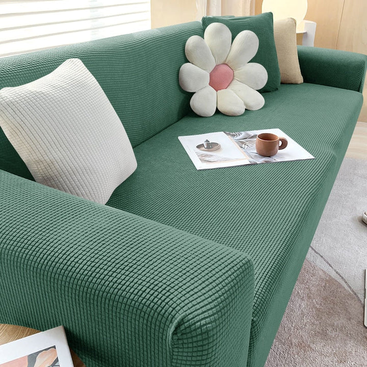 "StretchGuard rekbare bankhoes, elastisch, stijlvolle bescherming, antislip, perfecte pasvorm, modern interieurdesign"