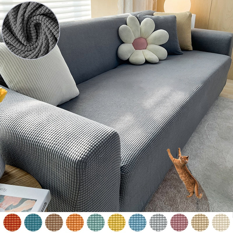 "StretchGuard rekbare bankhoes, elastisch, stijlvolle bescherming, antislip, perfecte pasvorm, modern interieurdesign"