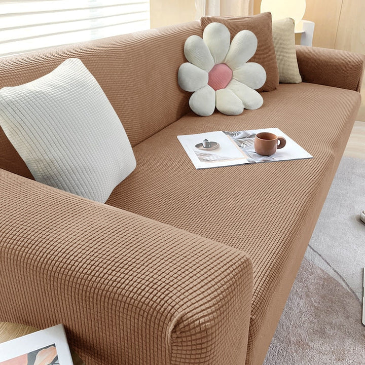 "StretchGuard rekbare bankhoes, elastisch, stijlvolle bescherming, antislip, perfecte pasvorm, modern interieurdesign"