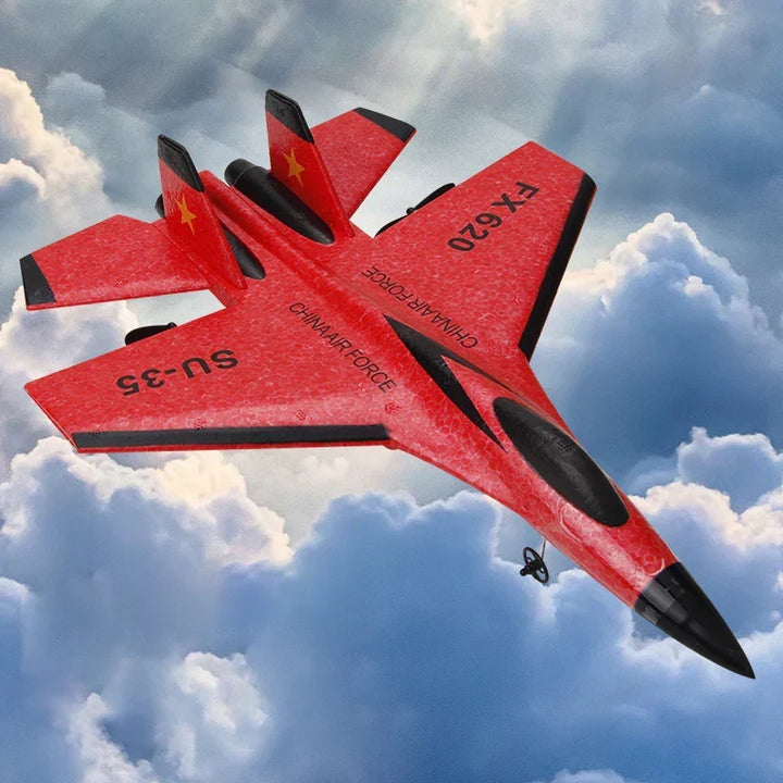 "SU-35 RC straaljager 2.4G, gedetailleerd ontwerp met krachtige motor, kest van flexibel EPP-schuim, opvallende kleur."