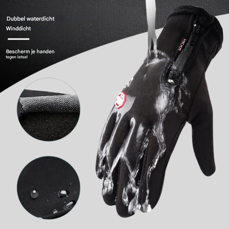 Verwarmde fietshandschoenen met anti-slip grip en touchscreen, ideaal voor mountainbiken en winterse ritten.