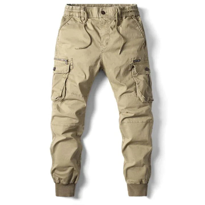 "Tactical cargo broek heren, duurzaam katoen, multifunctionele zakken, stoere streetwear stijl, comfortabele pasvorm."
