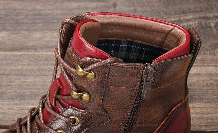 "Tijdloze laarzen voor heren, premium leer, glad ontwerp, comfort, zachte binnenvoering, anti-slip zool."