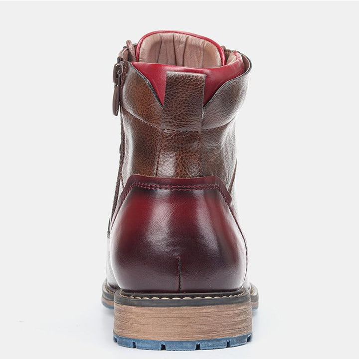 "Tijdloze laarzen voor heren, premium leer, glad ontwerp, comfort, zachte binnenvoering, anti-slip zool."