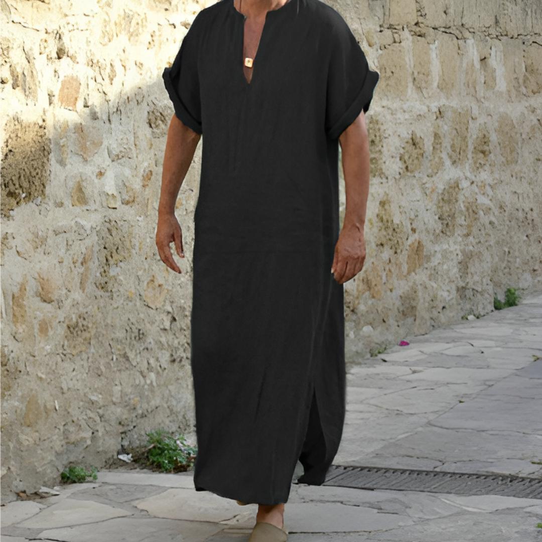 Zwart heren V-hals shirt met lange mouwen, stijlvol en comfortabel voor casual herenmode.