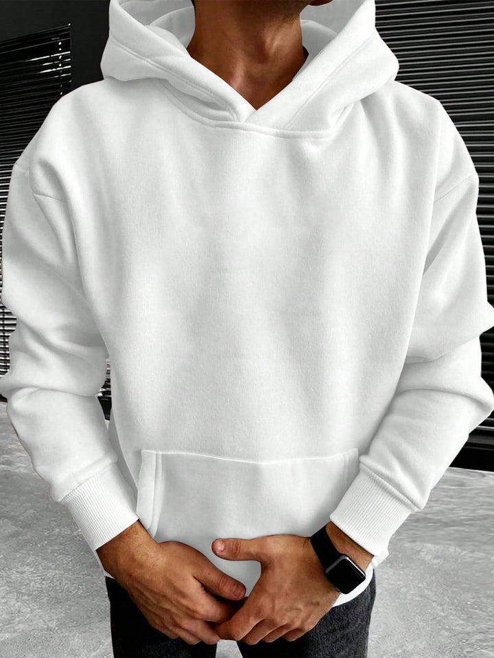 Casual heren pullover hoodie in effen zwarte kleur