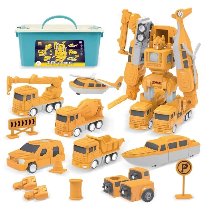 "Transformeerbaar speelgoed: MagnaMix™ graafmachine & mixer, kleurrijke set stimuleert creativiteit en spelplezier."