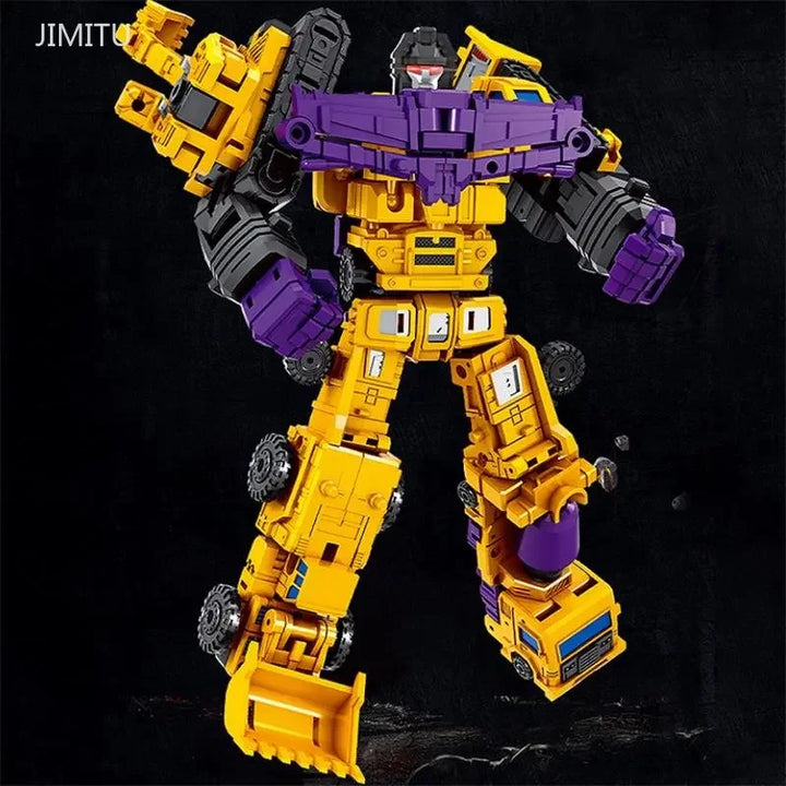 "Transformer robot auto, 6-in-1 actiefiguur van ABS, in kleurrijke robotvorm met voertuigonderdelen zichtbaar, 22CM hoog."