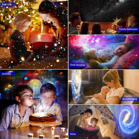 Compacte Orion galaxy projector nachtlamp, toont sterrenhemel en planeten. Ideale LED sfeerverlichting voor elke kamer.