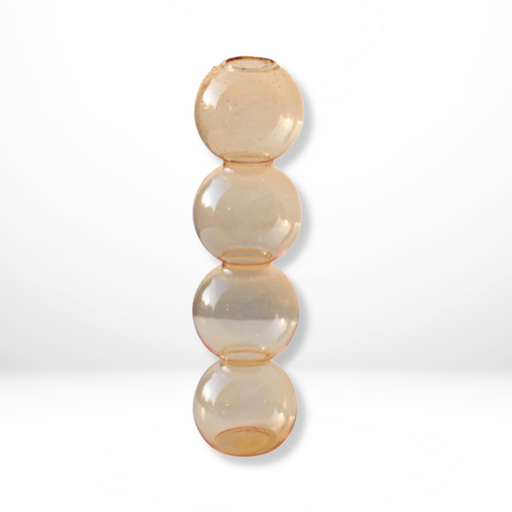 "Transparante handgeblazen glazen bubbelvaas met modern design, elegant glaswerk voor interieurdecoratie."