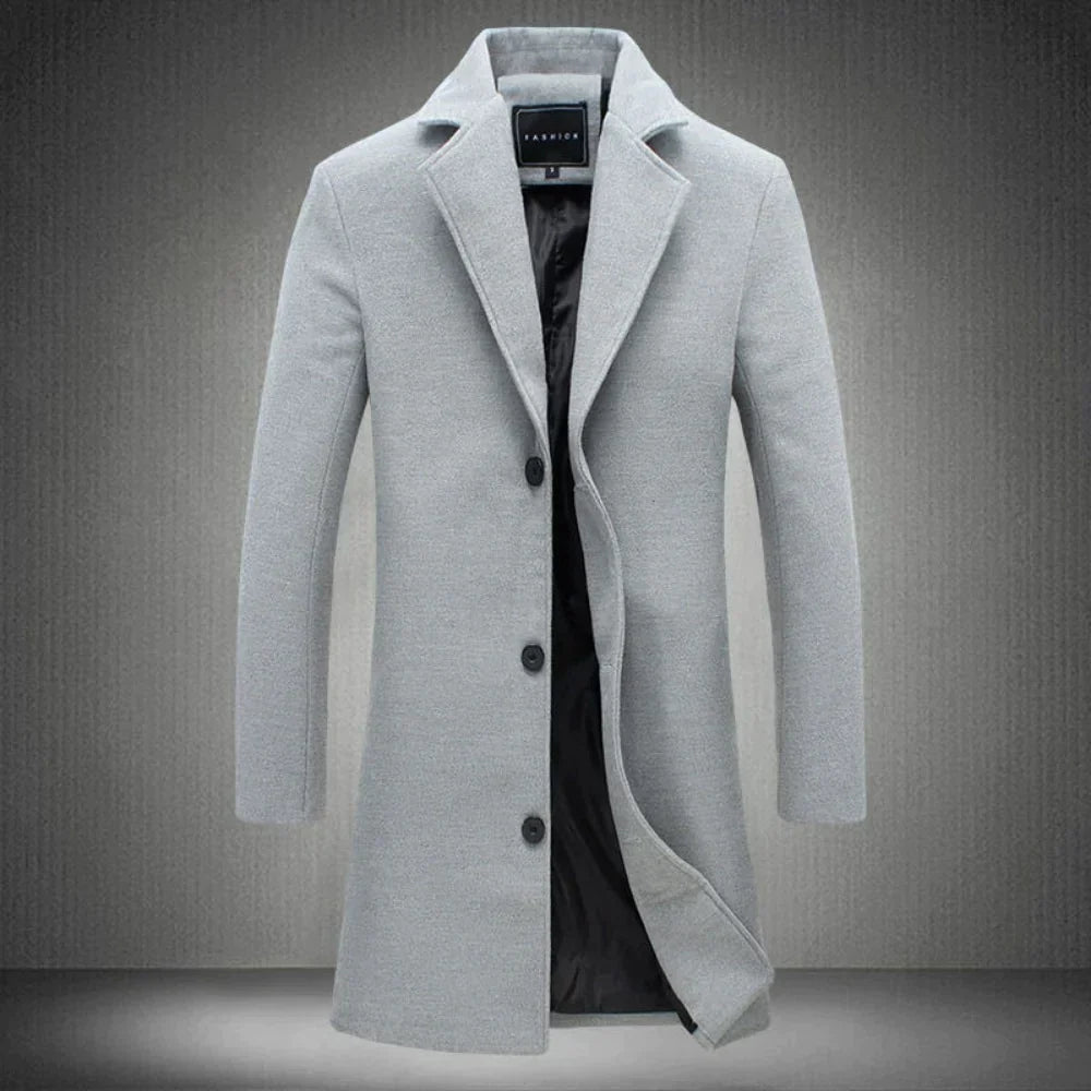 "Tussenjas parka heren in wolmix, warm en waterafstotend, ideaal voor herfst en lente, beschikbaar in diverse kleuren."
