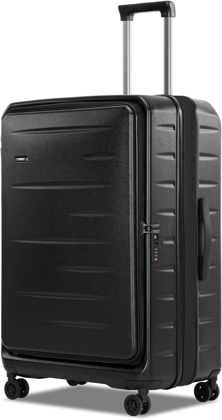 Hardcase koffer met voorklep en TSA-slot, ideaal voor het veilig vervoeren van elektronica.