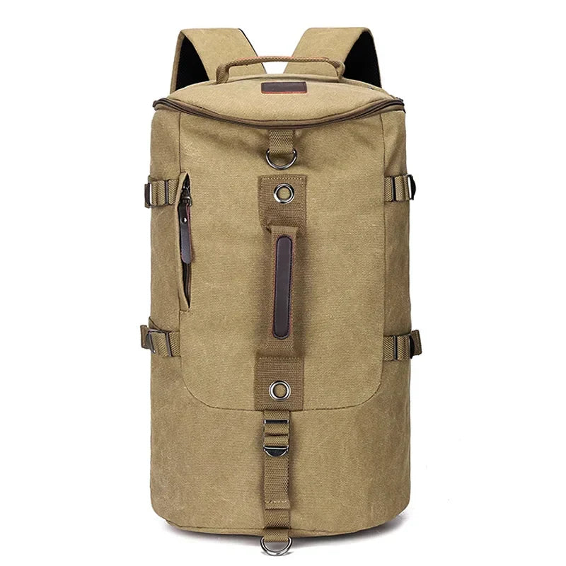 Duurzame canvas reisrugzak voor unisex gebruik, perfect voor outdoor avonturen, wandelen en dagtochten.