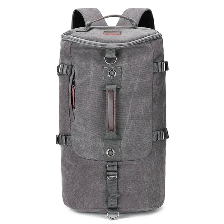 Grote groene canvas rugzak voor mannen en vrouwen. Ideale reisrugzak met veel bagageruimte voor reizen en outdoor.