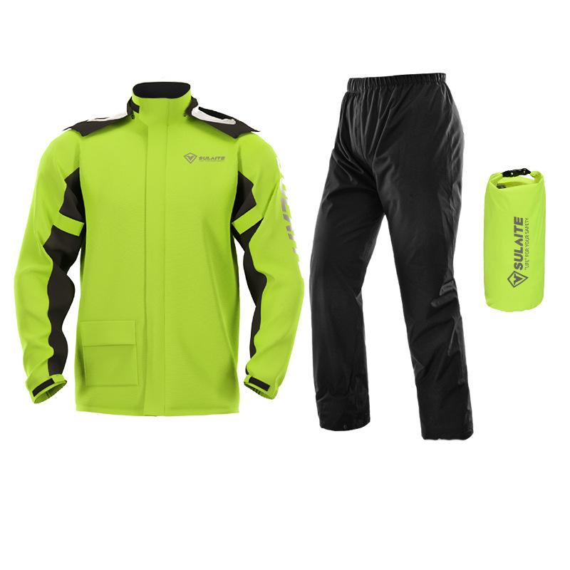 Unisex waterdicht regenpak, lichtgewicht en comfortabel, ideaal voor outdoor activiteiten zoals wandelen en fietsen.