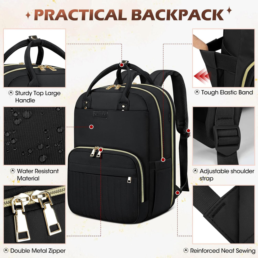 Duurzame unisex rugzak met speciaal laptopvak, perfect voor reizen en werk, beschermt tegen water.