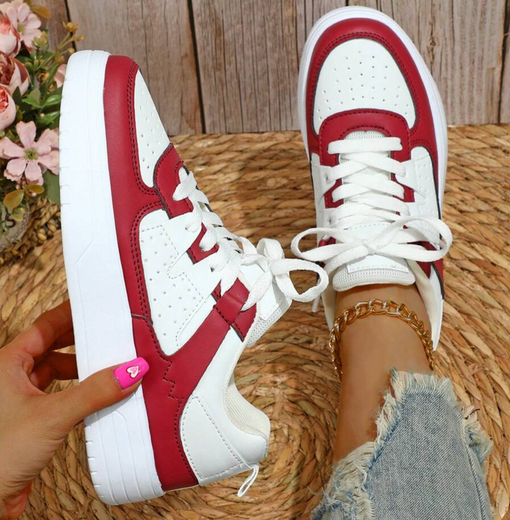 "Valeen sneakers voor dames, kleurrijk design met levendige pastelkleuren en ademend bovenwerk voor comfort en stijl."