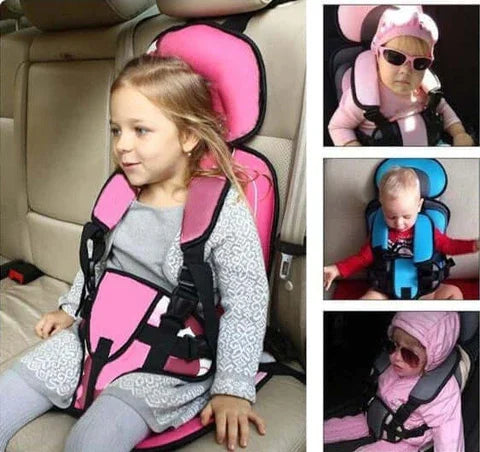 "Veilig verstelbaar autostoeltje, stijlvol beige met gordelsysteem, voor comfort en bescherming van baby tot peuter."