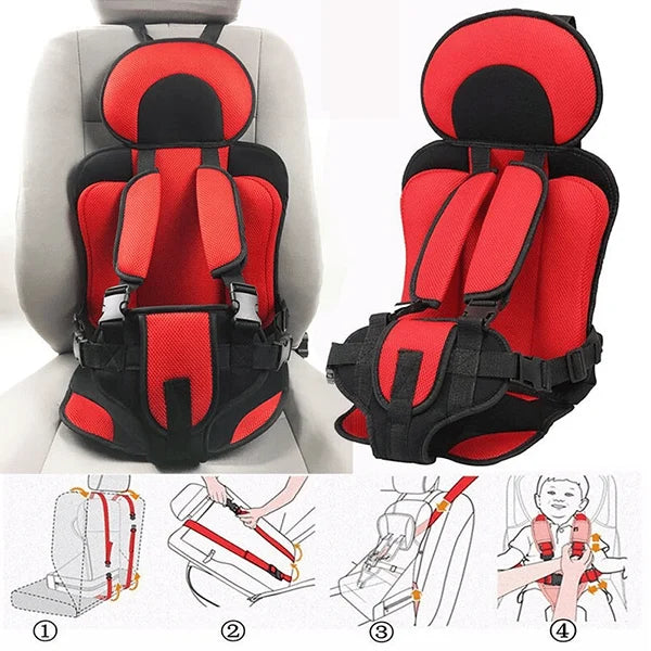 "Veilig verstelbaar autostoeltje, stijlvol beige met gordelsysteem, voor comfort en bescherming van baby tot peuter."