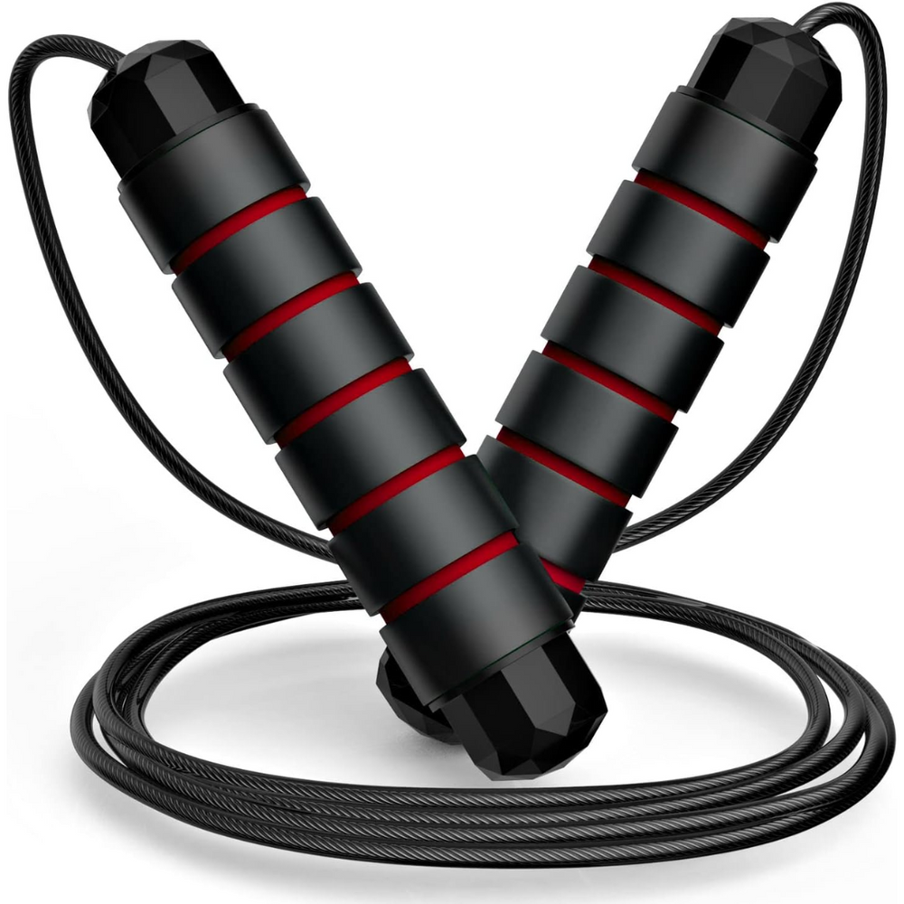 "Verstelbaar springtouw fitness met tangle-free ontwerp, kogellagers, staalconstructie en comfortabele foam handvaten."