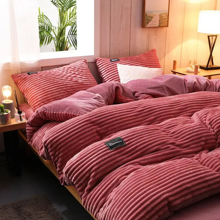 Comfortabel fleece dekbedovertrek voor volwassenen. Luxe warm fluweel beddengoed.