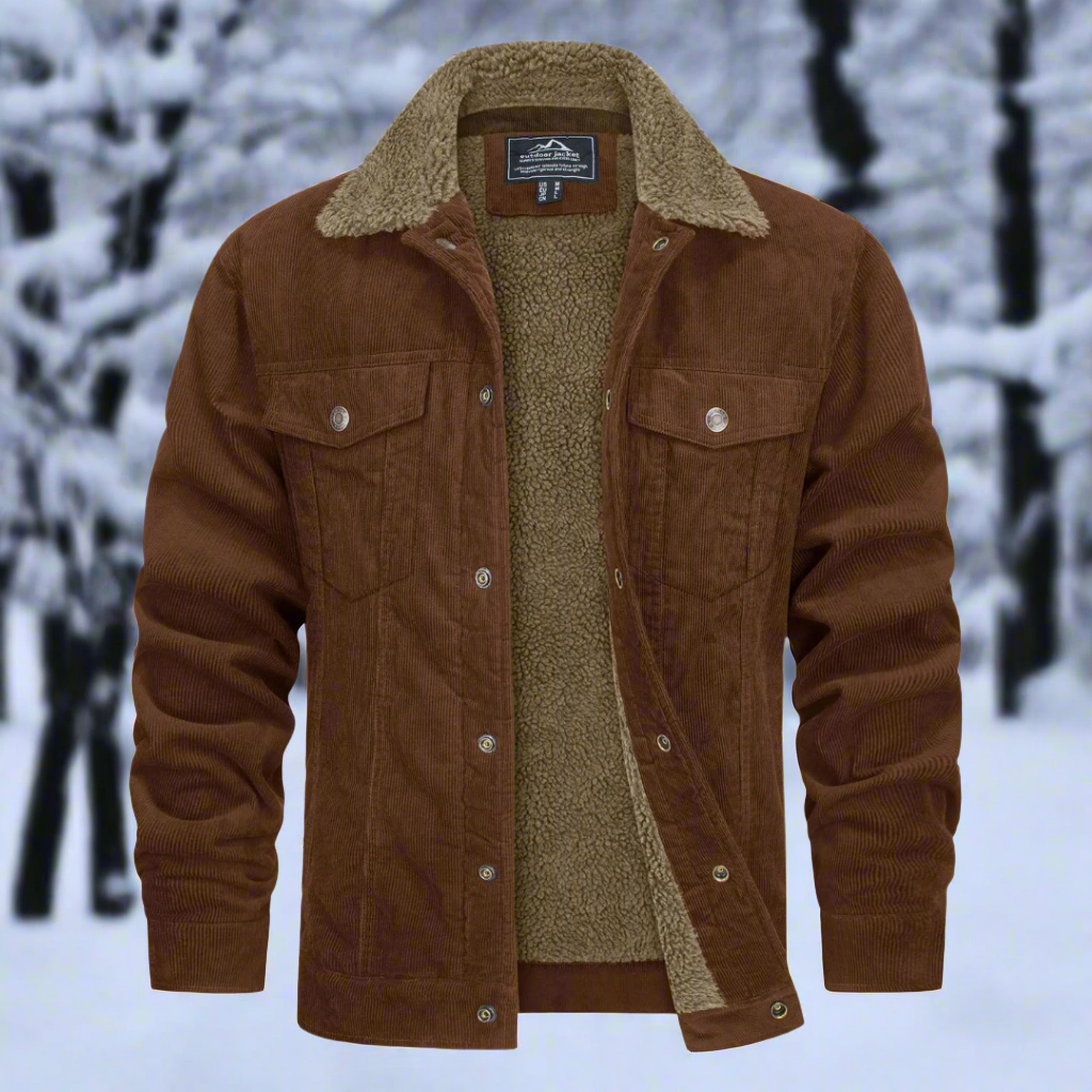 Warm gevoerd heren denim jack met tijdloze stijl, perfect voor herfst en winter. Klassiek jeansjack met knoopsluiting.