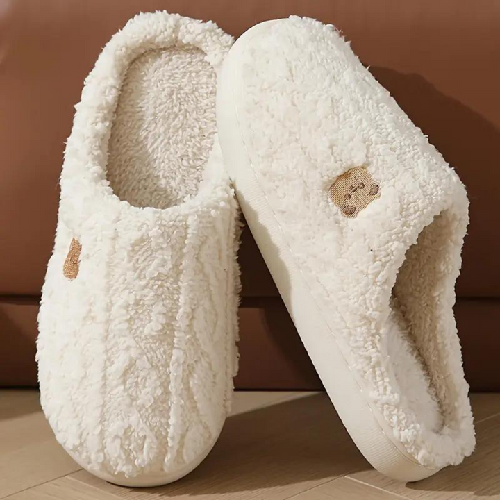 "Warme dames pantoffels voor winter, zachte grijze stof, stijlvolle FAUSTINE met comfortabele zachte zool"