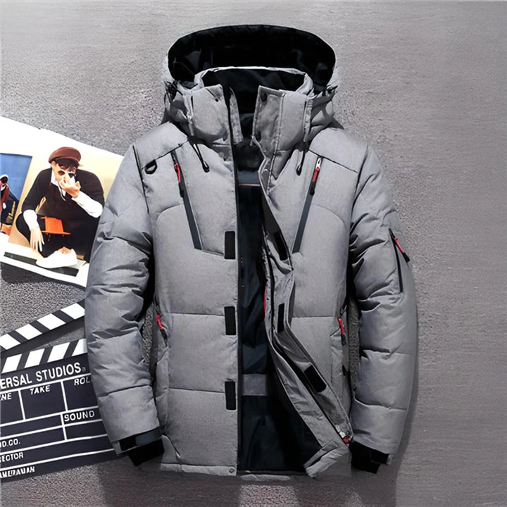 "Waterdichte heren ski jas, RegularFit, oranje, gewatteerd voor warmte, ideaal voor winteravonturen."