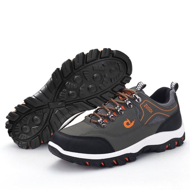 "Waterdichte outdoor heren wandelschoenen met stevige grip, ademend en duurzaam synthetisch leer voor elke ondergrond."