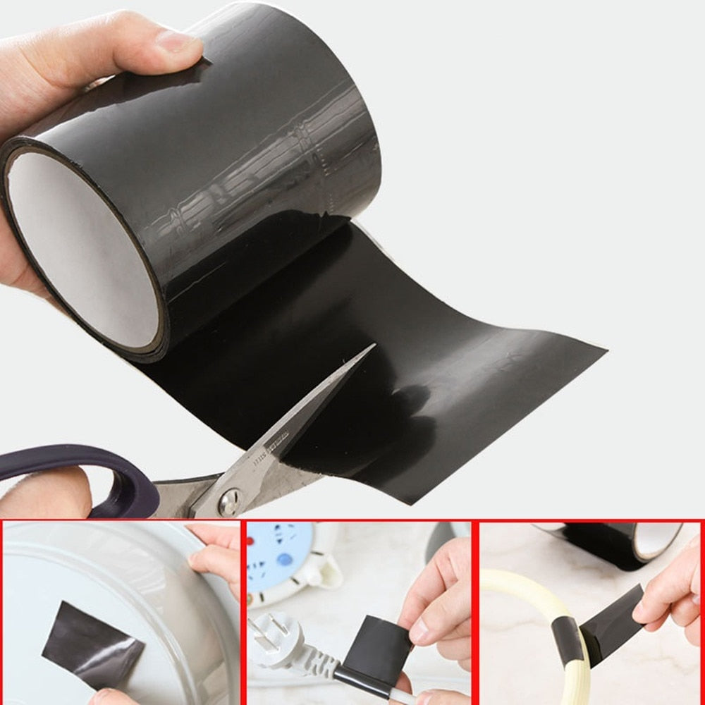 Waterdichte reparatietape voor het snel dichten van lekkages en scheuren in huis en tuin.
