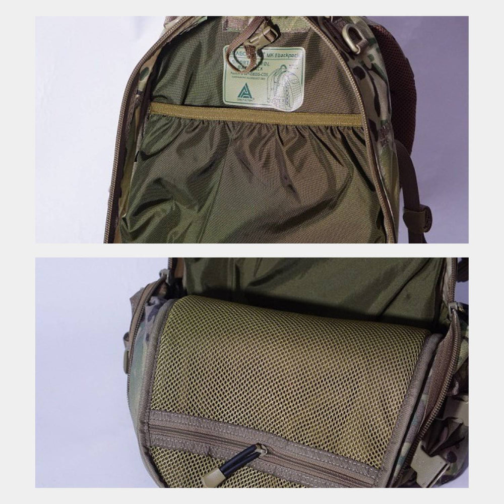 Waterdichte tactische rugzak voor dames, 45-50L, beige, met meerdere vakken, ideaal voor avontuur en dagelijks gebruik.