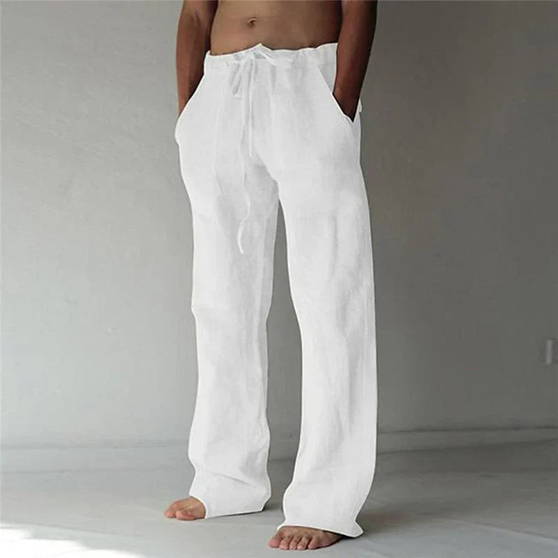 Heren linnen broek, ideale casual kleding voor lente & herfst. Comfortabele rechte pasvorm en ademende stof.