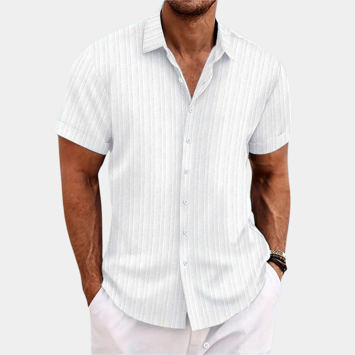 Wit Autry zomer overhemd voor heren met korte mouwen, comfortabel en stijlvol voor casual en formele gelegenheden.
