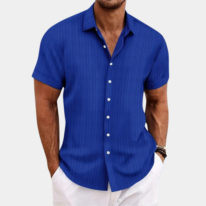 Wit Autry zomer overhemd voor heren met korte mouwen, comfortabel en stijlvol voor casual en formele gelegenheden.